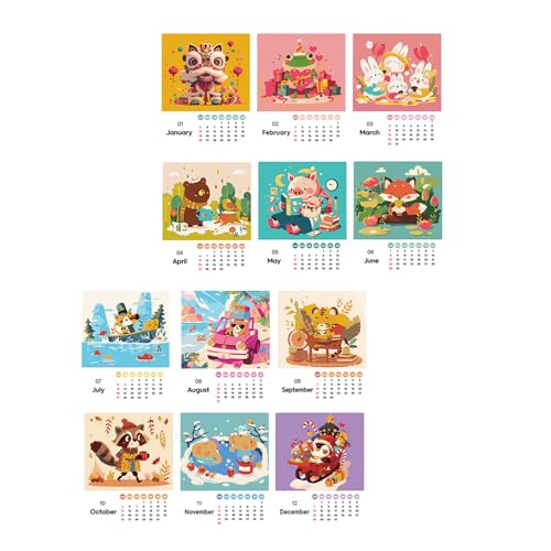 2025 Schreibtischkalender Cartoon Tierkalender Handbemalte Kalender Mit Farbe Und Pinsel Creative Desktop Kalender von HIOPOIUYT