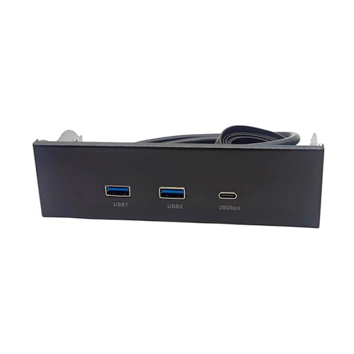 HIOPOIUYT 5,25 Zoll Festplattenschacht Panel USB 3.2 Typ C Adapter für PC-Gehäuse mit doppeltem USB-A-Port und schneller Geschwindigkeit Typ C Port von HIOPOIUYT