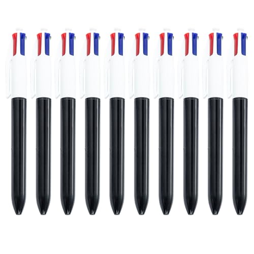 HIOPOIUYT Mehrfarbiger Kugelschreiber, Grün, Blau, Rötungen, Schwarz, 4-in-1, einziehbarer Kugelschreiber, Bürobedarf, 10 Stück HIOPOIUYT Mehrfarbiger Kugelschreiber, Grün, Blau, Rötungen, Schwarz, 4-in-1, einziehbarer Kugelschreiber, Bürobedarf, 10 Stück von HIOPOIUYT