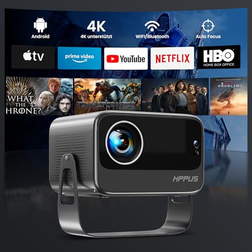 【Elektrischer Fokus/Trapezkorrektur】 Hippus Beamer 4K Heimkino Android Smart Projektor Full HD 1080P WiFi 6 Bluetooth Video Minibeamer Handy Grau 【Elektrischer Fokus/Trapezkorrektur】 Hippus Beamer 4K Heimkino Android Smart Projektor Full HD 1080P WiFi 6 Bluetooth Video Minibeamer Handy Grau von HIPPUS