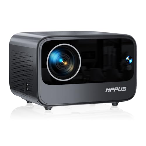 Hippus Smart Beamer 4K Heimkino, Elektrischer Fokus Android Projektor 1080P Full HD, WiFi 6 Bluetooth 5.2 Video Minibeamer Handy Kompatibel mit Smartphone Schwarz von HIPPUS