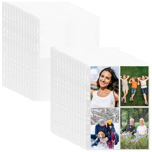 120Pcs Transparent Postkartenhüllen,Transparent Postkartenhüllen 4 Fächer,960 Doppelseitig Fotohüllen,Fotohüllen DIN A4 Veloflex,Kleine Klarsichtfolien,Fotohüllen DIN A4（10.7CMX15.2CM） von HIQE-FL