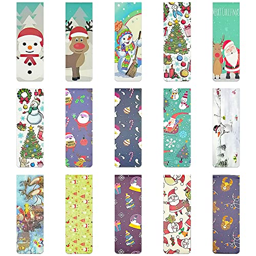 30 Stück Weihnachts Lesezeichen,Magnetlesezeichen,Lesezeichenset,Magnetische Lesezeichen,Lesezeichen Mit Schneemann Weihnachtsbaum Muster,Süßes Lesezeichen(F) von HIQE-FL