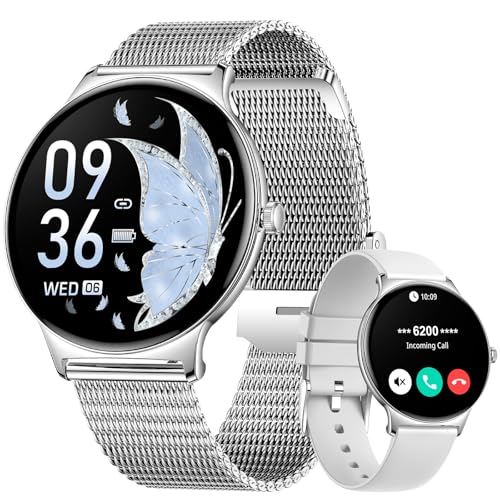 Smartwatch Damen Mit Telefonfunktion,1.43"AMOLED Fitnessuhr Mit Herzfrequenz/Spo2/Schlafmonitor Kompatibel Android iOS,SchrittzäHler Kalorien IP68 Wasserdicht Smart Watch 100+Sport Modi Silbrig Smartwatch Damen Mit Telefonfunktion,1.43"AMOLED Fitnessuhr Mit Herzfrequenz/Spo2/Schlafmonitor Kompatibel Android iOS,SchrittzäHler Kalorien IP68 Wasserdicht Smart Watch 100+Sport Modi Silbrig von HIRREO