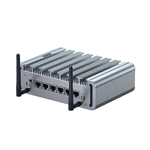 HISTTON Fanless Industrial PC Firewall Mini PC, 6x2.5Gbe I225 LAN, Firewall Micro Appliance Celeron J4125, 8GB RAM 256GB SSD, Mini Server VPN Router, AES-NI, HD, COM, Compatible with Pfsense/OPNsense von HISTTON