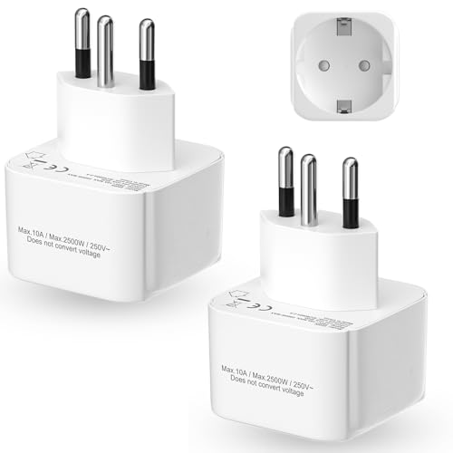 [2 Stück] HITRENDS Reiseadapter Schweiz Steckdosenadapter, Adapter Steckdose Schweiz Strecker, Adapter Schweizer Stecker für EU auf CH, TypF/J Reisestecker Schweiz Steckdose, Weiß von HITRENDS