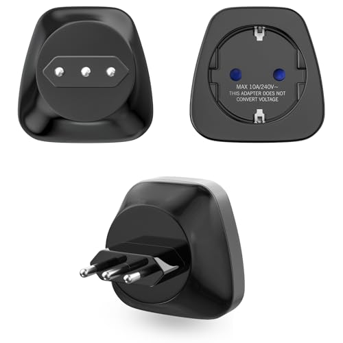[3 Stück] Reiseadapter Italien, HITRENDS EU Adapter Steckdose auf ITA Stecker, Adapter Stecker für Eurpa auf Italien, Typ F/L Reisestecker Stromadapter, Schwarz von HITRENDS