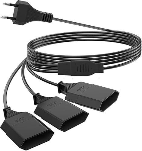 3M Stromkabel Verlängerung Netzkabel, 3-in-1 Verlängerungskabel Typ-C-Stecker Eurostecker auf Verdreifachen Typ-C Euro Buchse, 0,75 mm² Max. 2,5A/250V für TV PC Computer Monitor Beamer Lampe, Schwarz 3M Stromkabel Verlängerung Netzkabel, 3-in-1 Verlängerungskabel Typ-C-Stecker Eurostecker auf Verdreifachen Typ-C Euro Buchse, 0,75 mm² Max. 2,5A/250V für TV PC Computer Monitor Beamer Lampe, Schwarz von HITRENDS