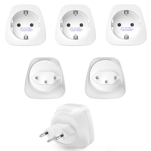 [6 Stück] Europa auf Schweiz Steckeradapter, HITRENDS EU auf CH Adapter, Deutscher Steckdosenadapter, EU/CH/DE Reisestecke, Reiseadapter Schweiz, Stecker Schuko Steckdose mit Typ J Form, Weiß. von HITRENDS
