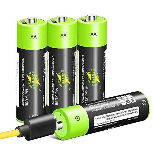 AA Akku [4 Stück], Wiederaufladbare Micro USB Doppel A Lithium Batterien 1,5 V / 1700 mAh, 1,5 h Schnellladung Rechargeable Akkus, Nicht NI-MH/NI-CD/Alkaline-Batterien, ECO-Freundlich/ 3000 Zykle von HITRENDS