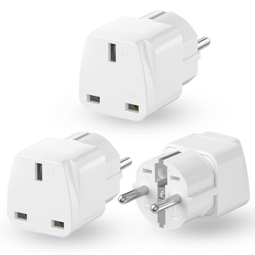 HITRENDS Reiseadapter, UK to EU Adapter, Adapterstecker England Deutschland Stecker, Reisestecker UK auf EU, UK Stecker Adapter EU, UK Adapter Steckdose, Type E/F/G Steckdosenadapter, 3 Stück, Weiß HITRENDS Reiseadapter, UK to EU Adapter, Adapterstecker England Deutschland Stecker, Reisestecker UK auf EU, UK Stecker Adapter EU, UK Adapter Steckdose, Type E/F/G Steckdosenadapter, 3 Stück, Weiß von HITRENDS