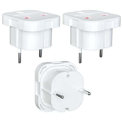 HITRENDS 3 Stück UK auf DE Adapterstecker, Reisestecker UK Adapter auf EU, 3-polig UK Adapter auf 2-polige Deutschen EU Adaptersteckdose mit Sicherheitsverschluss für Reisen, Zuhause, Büro, Weiß HITRENDS 3 Stück UK auf DE Adapterstecker, Reisestecker UK Adapter auf EU, 3-polig UK Adapter auf 2-polige Deutschen EU Adaptersteckdose mit Sicherheitsverschluss für Reisen, Zuhause, Büro, Weiß von HITRENDS