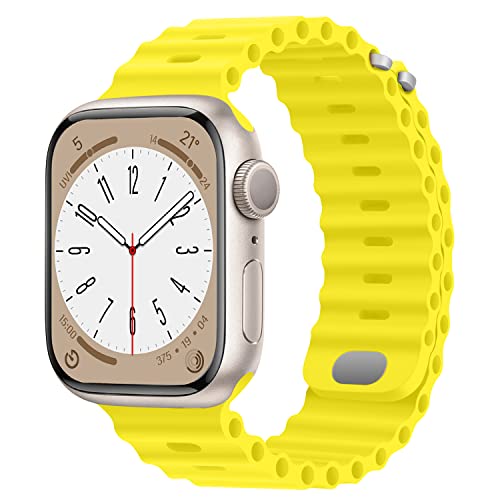 HITZEE Kompatibel mit Apple Watch Armband 41mm 40mm 38mm, Weiches Silikon Band mit Schnalle Kompatibel für Apple Watch Serie 9 8 7 SE 2/SE 6 5 4 3 2 1, Gelb von HITZEE