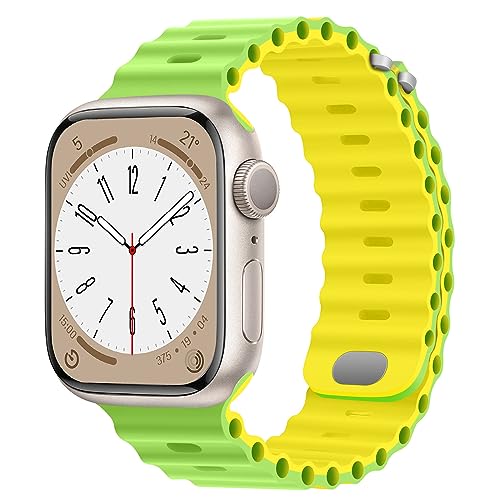 HITZEE Kompatibel mit Apple Watch Armband 41mm 40mm 38mm, Weiches Silikon Band mit Schnalle Kompatibel für Apple Watch Serie 9 8 7 SE 2/SE 6 5 4 3 2 1, Grün- Ge von HITZEE
