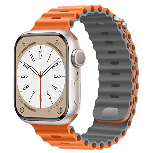 HITZEE Kompatibel mit Apple Watch Armband 41mm 40mm 38mm, Weiches Silikon Band mit Schnalle Kompatibel für Apple Watch Serie 9 8 7 SE 2/SE 6 5 4 3 2 1, Orange- Gr von HITZEE