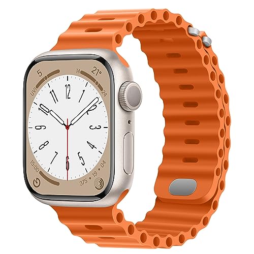 HITZEE Kompatibel mit Apple Watch Armband 41mm 40mm 38mm, Weiches Silikon Band mit Schnalle Kompatibel für Apple Watch Serie 9 8 7 SE 2/SE 6 5 4 3 2 1, Orange von HITZEE