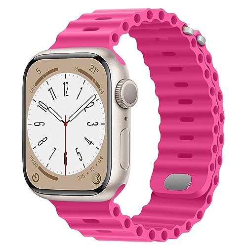HITZEE Kompatibel mit Apple Watch Armband 41mm 40mm 38mm, Weiches Silikon Band mit Schnalle Kompatibel für Apple Watch Serie 9 8 7 SE 2/SE 6 5 4 3 2 1, Pink von HITZEE
