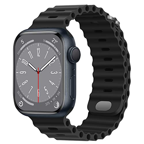 HITZEE Kompatibel mit Apple Watch Armband 41mm 40mm 38mm, Weiches Silikon Band mit Schnalle Kompatibel für Apple Watch Serie 9 8 7 SE 2/SE 6 5 4 3 2 1, Schwarz von HITZEE