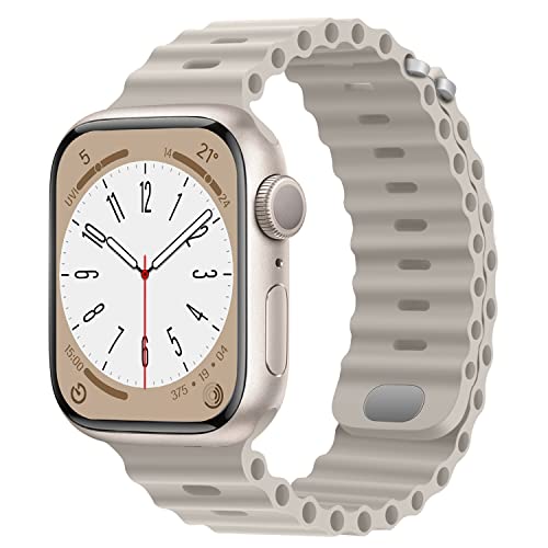 HITZEE Kompatibel mit Apple Watch Armband 41mm 40mm 38mm, Weiches Silikon Band mit Schnalle Kompatibel für Apple Watch Serie 9 8 7 SE 2/SE 6 5 4 3 2 1, Sternenlicht von HITZEE