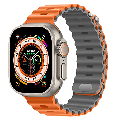 HITZEE Kompatibel mit Apple Watch Armband 49mm 45mm 44mm 42mm, Weiches Silikon Band mit Schnalle Kompatibel für Apple Watch Ultra 2 Ultra Serie 9 8 7 SE 6 5 4 3 2 1, Orange- Gr von HITZEE