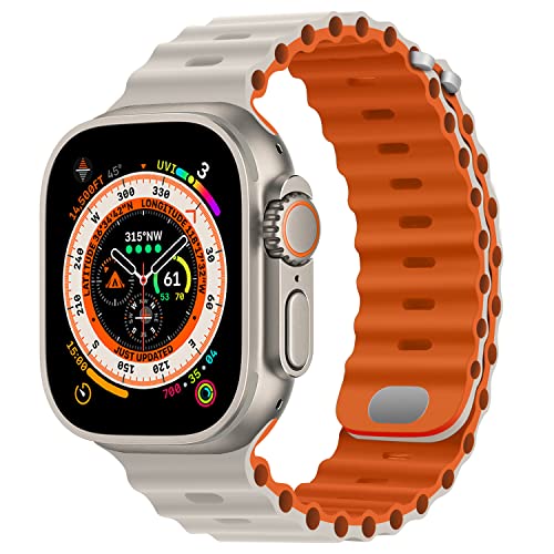 HITZEE Kompatibel mit Apple Watch Armband 49mm 45mm 44mm 42mm, Weiches Silikon Band mit Schnalle Kompatibel für Apple Watch Ultra 2 Ultra Serie 9 8 7 SE 6 5 4 3 2 1, Stern- Or von HITZEE