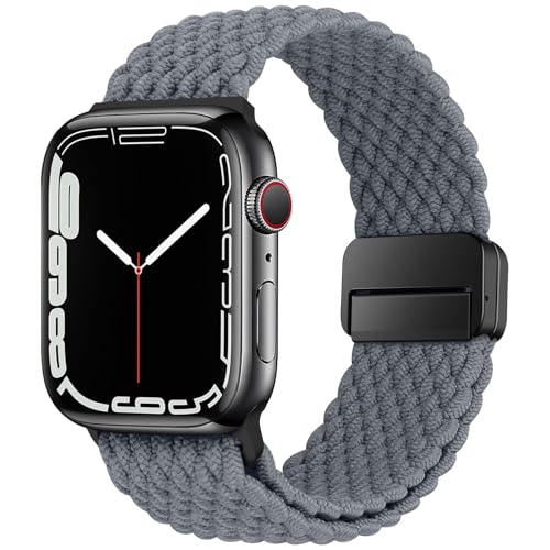 HITZEE Kompatibel mit Apple Watch Armband 49mm 45mm 44mm 42mm 41mm 40mm 38mm, Geflochten Band mit Magnetisch Schließe Entworfen für Apple Watch Ultra 2 Serie 9 8 7 SE 6 5 4 (41/40/38, Grau) von HITZEE