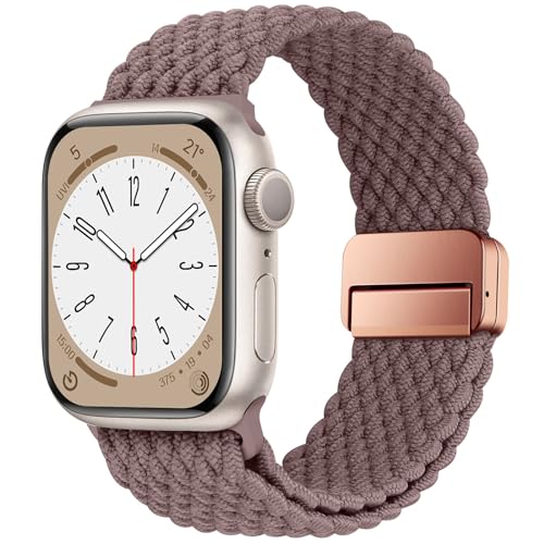 HITZEE Kompatibel mit Apple Watch Armband 49/46/45/44/42/41/40/38mm, Geflochten Band mit Magnetisch Schließe Entworfen für Apple Watch Ultra 2 Serie 10 9 8 7 SE 6 5 4 (38/40/41/42, Rauch Lila) von HITZEE