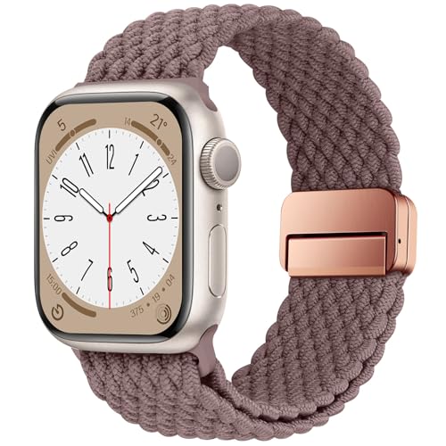 HITZEE Kompatibel mit Apple Watch Armband 49mm 45mm 44mm 42mm 41mm 40mm 38mm, Geflochten Band mit Magnetisch Schließe Entworfen für Apple Watch Ultra 2 Serie 9 8 7 SE 6 5 4 (41/40/38, Rauch Lila) von HITZEE