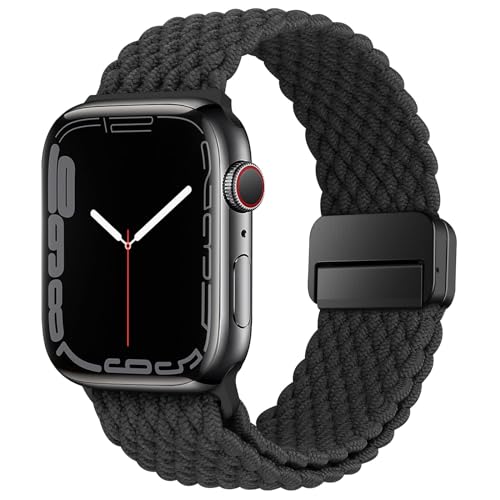 HITZEE Kompatibel mit Apple Watch Armband 49mm 45mm 44mm 42mm 41mm 40mm 38mm, Geflochten Band mit Magnetisch Schließe Entworfen für Apple Watch Ultra 2 Serie 9 8 7 SE 6 5 4 (41/40/38, Schwarz) von HITZEE