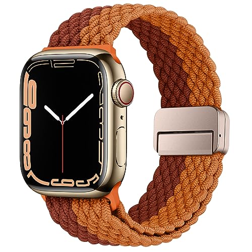 HITZEE Kompatibel mit Apple Watch Armband 49mm 45mm 44mm 42mm 41mm 40mm 38mm, Geflochten Band mit Magnetisch Schließe Entworfen für Apple Watch Ultra 2 Serie 9 8 7 SE 6 5 4 (44/45/49, Kaffeebraun) von HITZEE