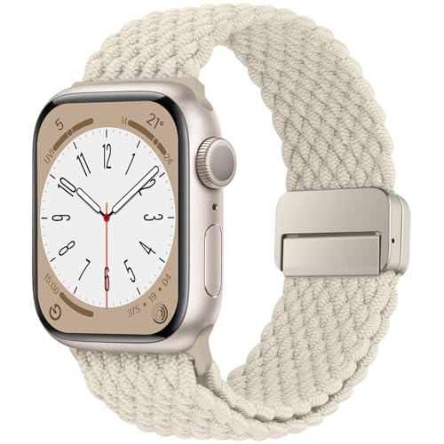 HITZEE Kompatibel mit Apple Watch Armband 49mm 45mm 44mm 42mm 41mm 40mm 38mm, Geflochten Band mit Magnetisch Schließe Entworfen für Apple Watch Ultra 2 Serie 9 8 7 SE 6 5 4 (44/45/49, Polarstern) von HITZEE