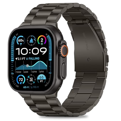 HITZEE Kompatibel with Apple Watch Ultra Armband 49mm, Edelstahl Metall Ersatzband Armbänder Band with Hülle Kompatibel für Ultra 2 Ultra, 49mm Graphit von HITZEE