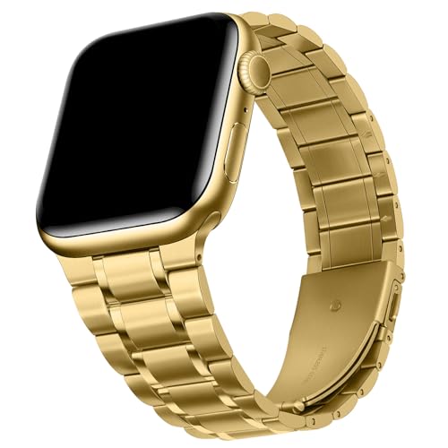 HITZEE Metall Armbänder Kompatibel with Apple Watch Armband 42mm 41mm 40mm 38mm, Edelstahl Ersatzband Damen Herren Band Kompatibel für iWatch Serie 10 9 8 7 SE 6 5 4 3 2 1, Gold HITZEE Metall Armbänder Kompatibel with Apple Watch Armband 42mm 41mm 40mm 38mm, Edelstahl Ersatzband Damen Herren Band Kompatibel für iWatch Serie 10 9 8 7 SE 6 5 4 3 2 1, Gold von HITZEE