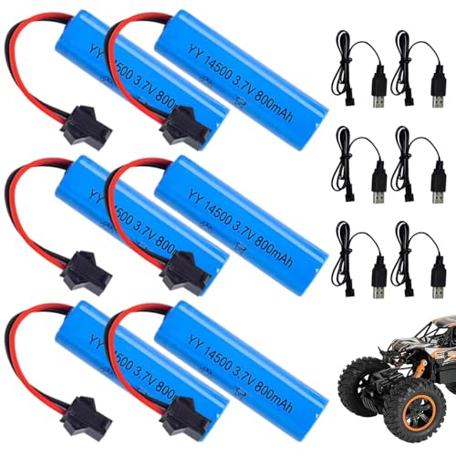 HIULLEN 14500 3.7V RC Akku, 6 Stück 3.7V 800mah Li-ion Battery, 3.7 Volt Akku Li-ion Wiederaufladbare RC Batterie Rechargeable mit 6 USB Chargers SM-2P Plug für RC Fahrzeuge Panzer Boote Roboter HIULLEN 14500 3.7V RC Akku, 6 Stück 3.7V 800mah Li-ion Battery, 3.7 Volt Akku Li-ion Wiederaufladbare RC Batterie Rechargeable mit 6 USB Chargers SM-2P Plug für RC Fahrzeuge Panzer Boote Roboter von HIULLEN
