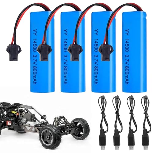 HIULLEN 14500 Li-ion Akku 3.7V, 4 Stück 800mah RC Akku, 3.7 Volt Li-ion Wiederaufladbare RC Batterie Rechargeable mit 4 USB Chargers SM-2P Plug, Universal Battery für Fahrzeuge Boote Roboter HIULLEN 14500 Li-ion Akku 3.7V, 4 Stück 800mah RC Akku, 3.7 Volt Li-ion Wiederaufladbare RC Batterie Rechargeable mit 4 USB Chargers SM-2P Plug, Universal Battery für Fahrzeuge Boote Roboter von HIULLEN