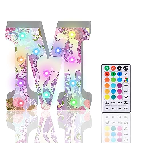 Light Up Letters, Glitter LED Letter Lights 18 Color Changing Diamond Alphabet Sign Night Light with Remote Control for Girls Gifts Birthday Bar Wedding Party Christmas Valentine Wall Table Decor - M von HIYAA