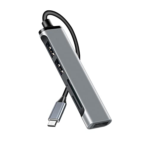 USB-C-Hub-Adapter, 5-Port-USB-Hubs, ultradünn, USB-Daten-Hub mit 2 USB 2.0, 1 USB 3.0, Micro-SD-/TF-Steckplatz, Dockingstation, tragbarer USB-Splitter für Schreibtischverlängerung, Mac Mini/Pro, von HIYAA