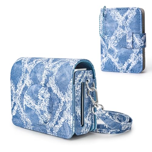HIYQIN Kameratasche im Denim-Stil mit Tragbarem Fotoalbum, Kompatibel mit Fujifilm Instant Mini EVO, Verbesserte Schutzhülle für Instant Mini Evo - Fashion Denim von HIYQIN