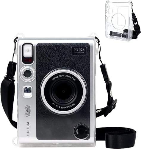 HIYQIN Mini EVO Hülle, Klare Schutzhülle für Fujifilm Mini EVO Sofortbildkamera Crystal Hard Shell Cover mit Schultergurt von HIYQIN