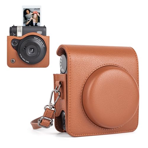 HIYQIN Schutzhülle Kompatibel mit Fujifilm Instax Mini 99 Sofortbildkamera, Instax Mini 99 Retro Tasche/Cover mit Verstellbarem Riemen - Braun von HIYQIN