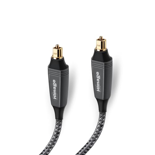 HImage Toslink-Kabel (männlich), 24 K vergoldete Stecker, mit Stoff überzogen, hohe Audioqualität, Aluminiumgehäuse, 1,5 m Länge von HImage