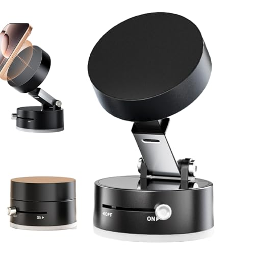360° Drehbarer Magnetischer Auto-Telefonhalter, Magnetischer Telefonständer Mit Vakuumsauger, Vakuum Handyhalter, Doppelseitige Magnetische Vakuum-Adsorption Geeignet für Autos, Häuser (Schwarz) von HItianya