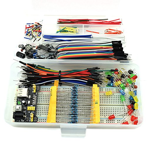 HJ Garden Elektronisches Komponenten-Set für Arduino, Raspberry Pi, STM32 etc. 830 Steckplatine + Jumper + Strommodul + Widerstand + Kondensator + LED + Schalter (458 Stück) von HJ Garden