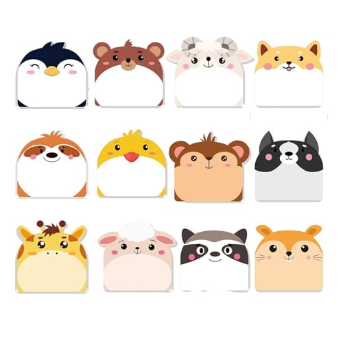 12 Stück Kinder Haftnotizen,Notizzettel,Cute Sticky Notes,Klebezettel,Notizblock Klein,Cartoon Niedliche,Selbstklebende Notizblöcke für SchüLer,Ideal für Büro,Studenten, Kindergeburtstagsgeschenk von HJDJBD