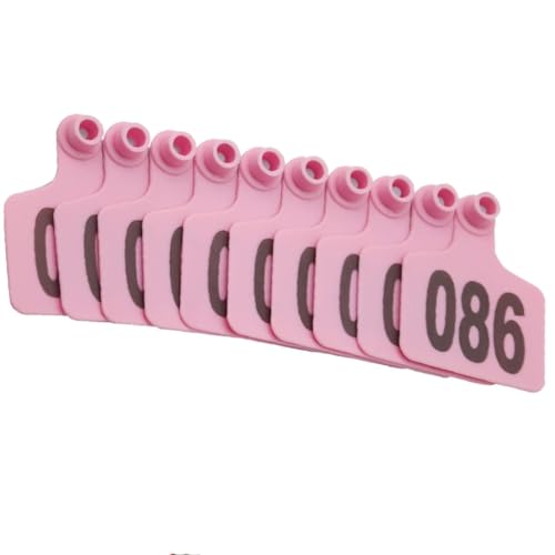Ohrhörer für Viehohr-Ohr-Tag für Kühe Ziegen Schafe mit Nummer 001-100/101-200/201-300/~~/801-900/901-1000 Tiermarkierungsmarkierungs-Tag 6 * 7,5 cm (2,36 * 2,95 Zoll) Rosa 001-100 von HJHLYJQBF