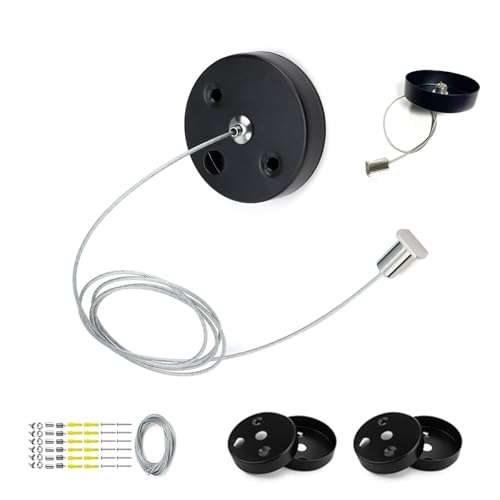HJIAMA 6 Stück Kabelabdeckung Decke, Schwarz Kabelabdeckung Deckenlampe, 1 Meter Lang, Lampen Baldachin Durchmesser 6 cm, für Wohnzimmer, Schlafzimmer und Küche von HJIAMA