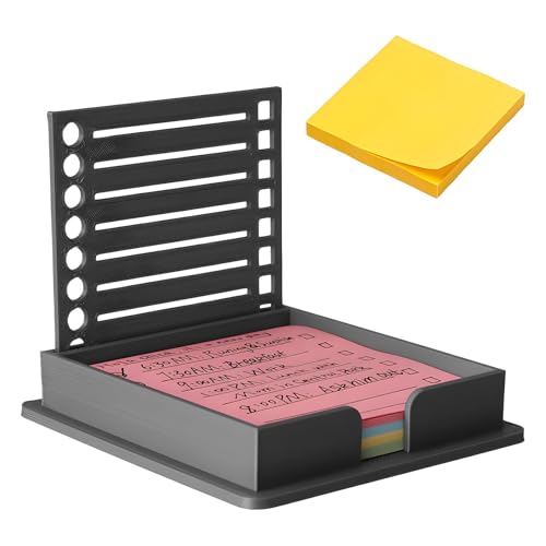 HJIAMA Notizzettel Box, Mini Zettelkasten, Zettelbox mit 4 Farbigen Haftnotizen, 100 Blatt Haftnotizen, Aufbewahrungsbox für Haftnotizen Aus Kunststoff von HJIAMA