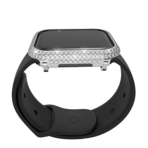 HJINVIGOUR Kompatibel mit Apple Watch Serie 9, 8, 7, 6, 5, 4, 3, 2, SE, glitzernde Strasssteine, Schmuckgehäuse, Lünette für Männer und Frauen (Silber, 41 mm) von HJINVIGOUR