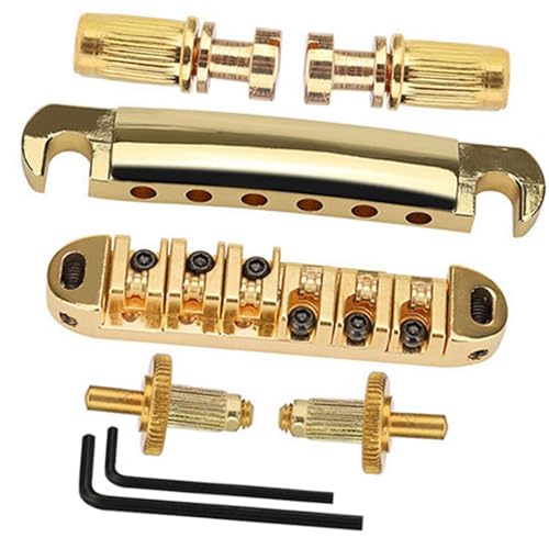 1 Set Mit 6 Saiten Steg Und Saitenhalter Für E-Gitarre Mit Pfosten Für SG/LP Gold Ersatzteile für Brücken 1 Set Mit 6 Saiten Steg Und Saitenhalter Für E-Gitarre Mit Pfosten Für SG/LP Gold Ersatzteile für Brücken von HJKLBGT
