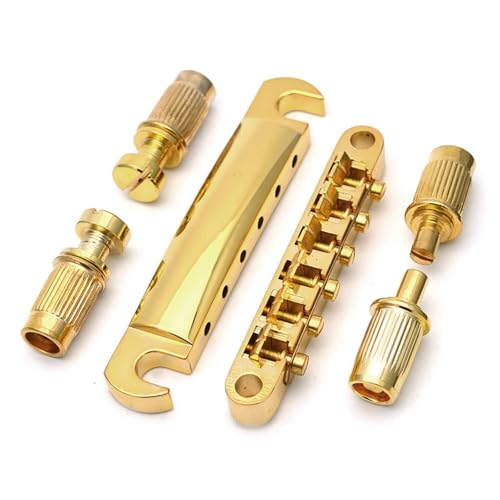 E-Gitarre Obere Und Untere Geteilte Brücke LP-Brücke Feste Brücke Schwarz Gold Chrom Ersatzteile für Brücken(Gold) von HJKLBGT